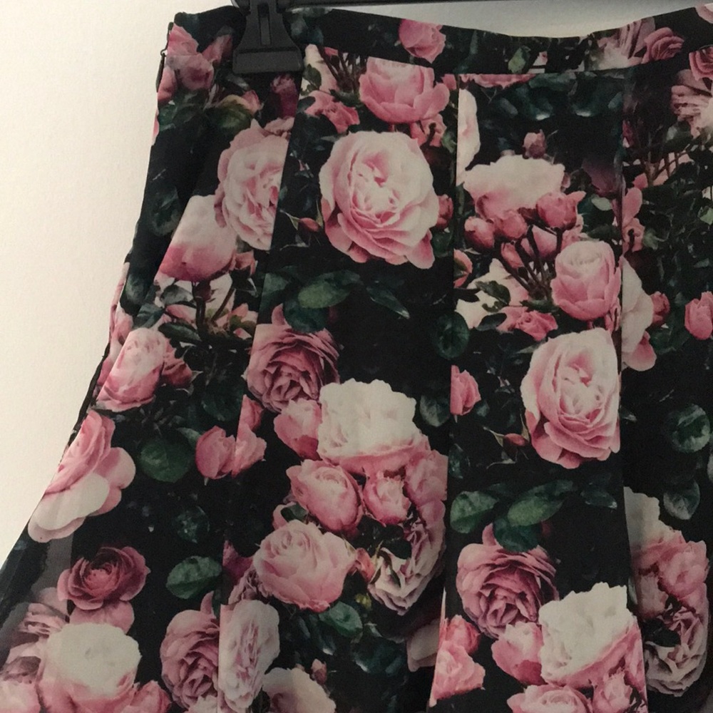 SMYM Mini Skirt- black and pink floral